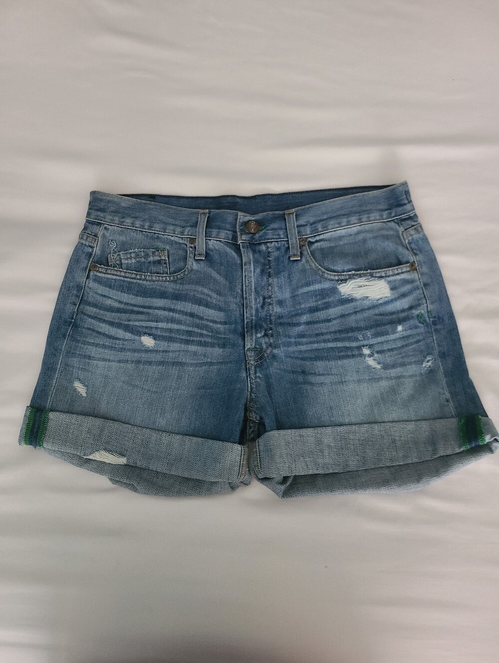 Genetic Denim Blue Distressed Womens Shorts Size 28